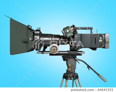 proffesional video camera 3d render on blue 64643355