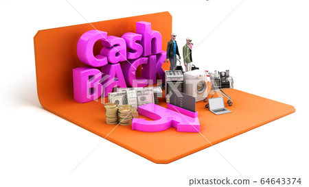 Cash back concept background big letters on 64643374