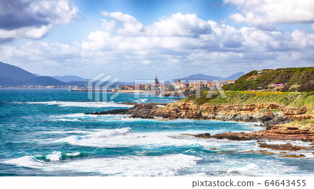 Splendid spring cityscape of Alghero town at 64643455