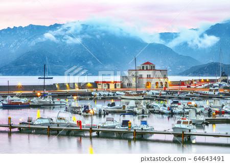 Fantastic sunset view of Boats in Beautiful Marina 64643491