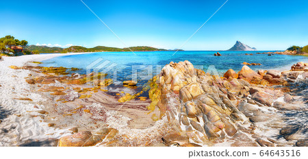 Fantastic azure water with rocks near beach Porto Fantastic azure water with rocks near beach Porto 64643516