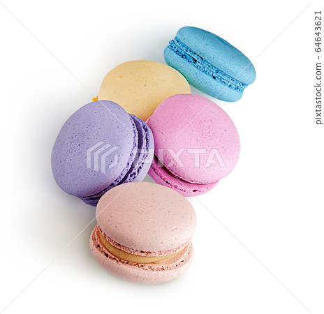 Heap of colorful french macaroons 64643621