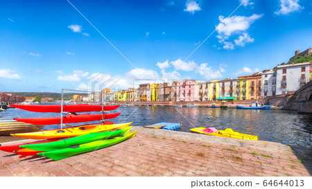Panoramic cityscape of Bosa town on Temo river 64644013