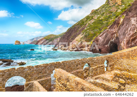 Fantastic spring view of ancient ruins of Laveria Fantastic spring view of ancient ruins of Laveria 64644262