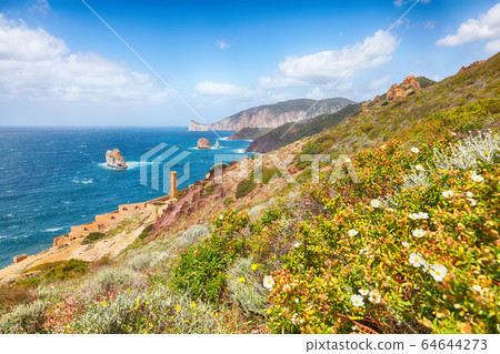 Splendid spring view of ancient ruins of Laveria 64644273