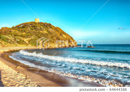 View of beautiful Chia bay and wonderful beach View of beautiful Chia bay and wonderful beach 64644386