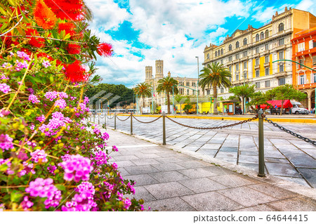Town Hall, Municipio di Cagliari and Street with 64644415