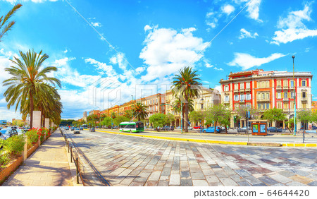 Street with road and typical architecture of the 64644420