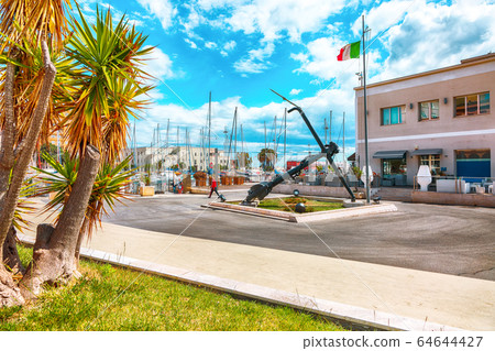 Splendid spring Cityscape with marina and Yachts 64644427