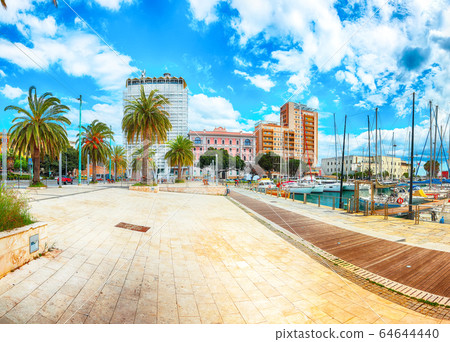 Splendid spring Cityscape with marina and Yachts 64644440