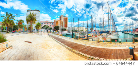 Splendid spring Cityscape with marina and Yachts 64644447