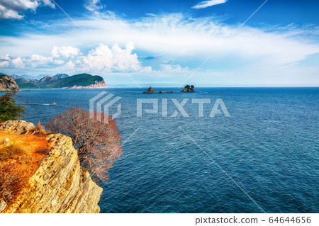 Shoreline and Adriatic sea scenic landscape on the Shoreline and Adriatic sea scenic landscape on the 64644656