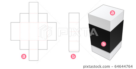 Cosmetic box with cover die cut template Cosmetic box with cover die cut template 64644764