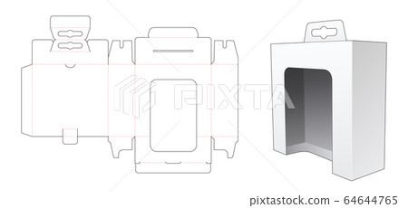 Hanging box with display window die cut template 64644765