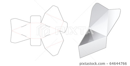 Flip top triangular box die cut template 64644766