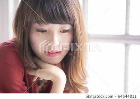 坐在窗邊的年輕女子的畫像 坐在窗邊的年輕女子的畫像 64644811