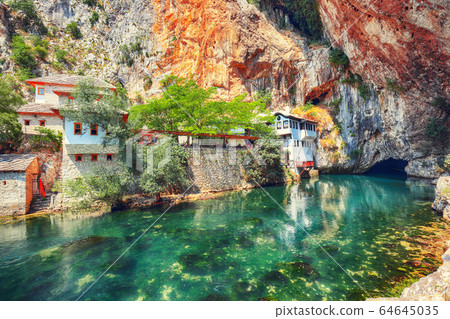 Dervish monastery or tekke at the Buna River Dervish monastery or tekke at the Buna River 64645035