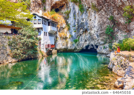 Dervish monastery or tekke at the Buna River Dervish monastery or tekke at the Buna River 64645038