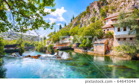 Buna River spring in the town of Blagaj near 64645044