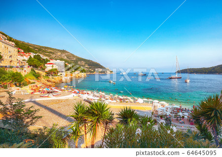 Fantastic view of Banje beach and Lokrum island in Fantastic view of Banje beach and Lokrum island in 64645095