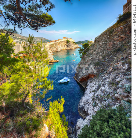 Fort Bokar and Fort Lovrijenac on a sunny day with 64645111