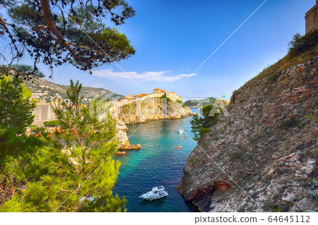 Fort Bokar and Fort Lovrijenac on a sunny day with 64645112