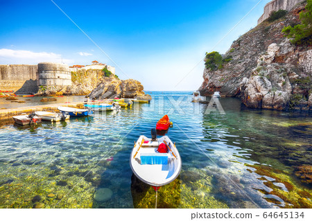 Fort Bokar and Fort Lovrijenac on a sunny day with Fort Bokar and Fort Lovrijenac on a sunny day with 64645134