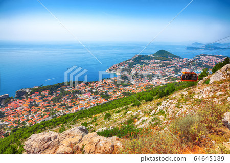 Aerial panoramic view of the old town of Dubrovnik 64645189