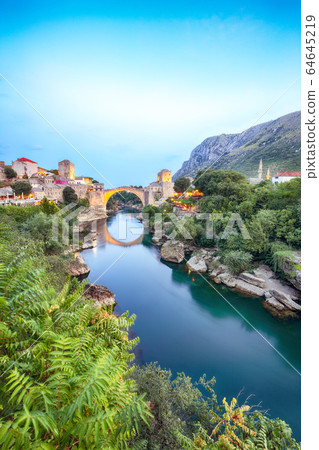Majestic evening view of Mostar with the Mostar 64645219