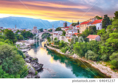 Fantastic Skyline of Mostar with the Mostar 64645237