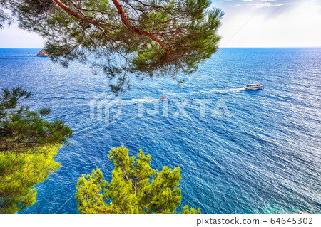 Beautiful view of Adriatic sea with small islet Beautiful view of Adriatic sea with small islet 64645302