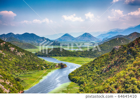 Fantastic view of the Crnojevic river bend around 64645410