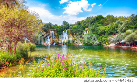 Picturesque Kravice waterfalls in the National Picturesque Kravice waterfalls in the National 64645485