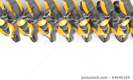 Yellow moped scooter parking Transport wheel 3d 64646169