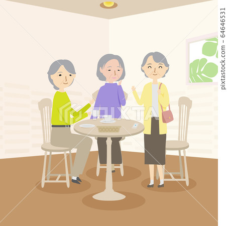 Old ladies enjoying conversation at the store 64646531