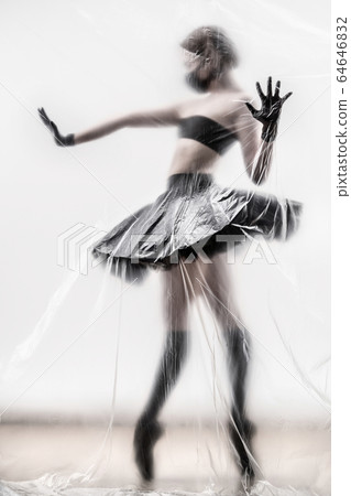 Self-isolation COVID-19 of ballerina in the studio. 64646832