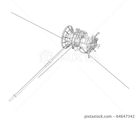 Communication satellite concept outline. Vector 64647342