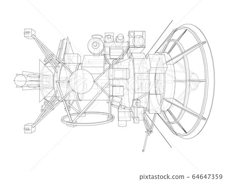 Communication satellite concept outline. Vector 64647359