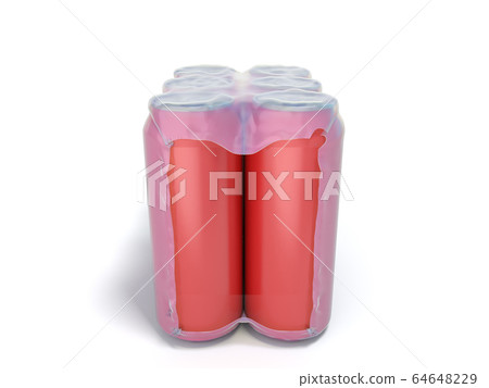 red metal cans in wrapped package 3d render on red metal cans in wrapped package 3d render on 64648229