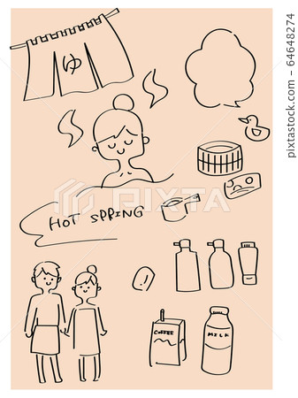手繪溫泉的粗糙插圖 手繪溫泉的粗糙插圖 64648274
