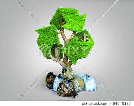 volumetric green grass coated recycling sign as volumetric green grass coated recycling sign as 64648353