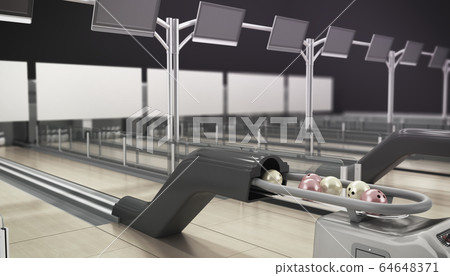 Modern bowling room waiting for visitors balls on Modern bowling room waiting for visitors balls on 64648371