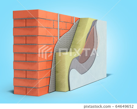 Layered brick wall thermal insulation concept 3d 64649652