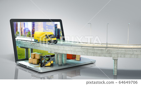 transportation concept road from the laptop on the transportation concept road from the laptop on the 64649706