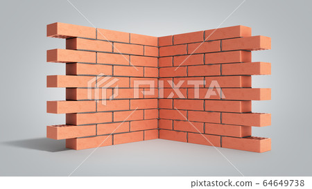 piece of brick wall 3d render on grey gradient piece of brick wall 3d render on grey gradient 64649738
