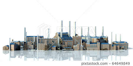 Old industrial buildings with reflection 3d 64649849