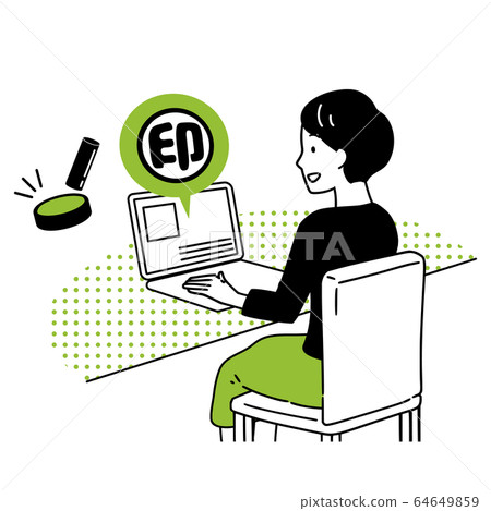 A woman doing an electronic seal stamp A woman doing an electronic seal stamp 64649859