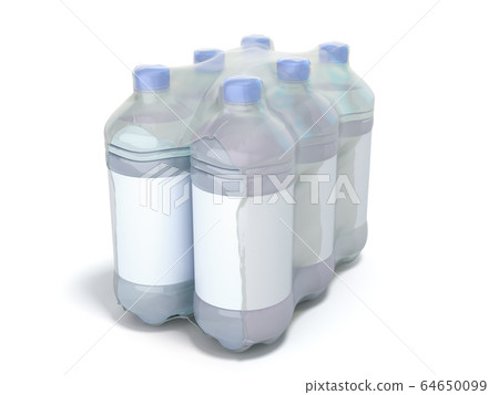 pat bottles in wrapped package 3d render on white 64650099
