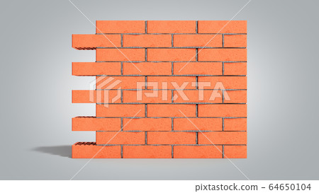 piece of brick wall 3d render on grey gradient piece of brick wall 3d render on grey gradient 64650104