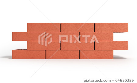piece of brick wall 3d render on white piece of brick wall 3d render on white 64650389